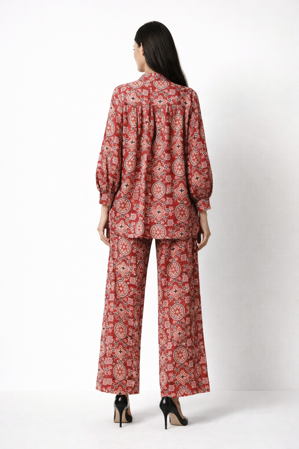 Co-ord’s - Pin-tuck style long sleeve shirt paired with semi palazzo pants