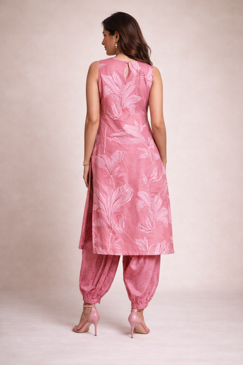 2 pcs Set - Sleeveless Kurta with Afgani Pants