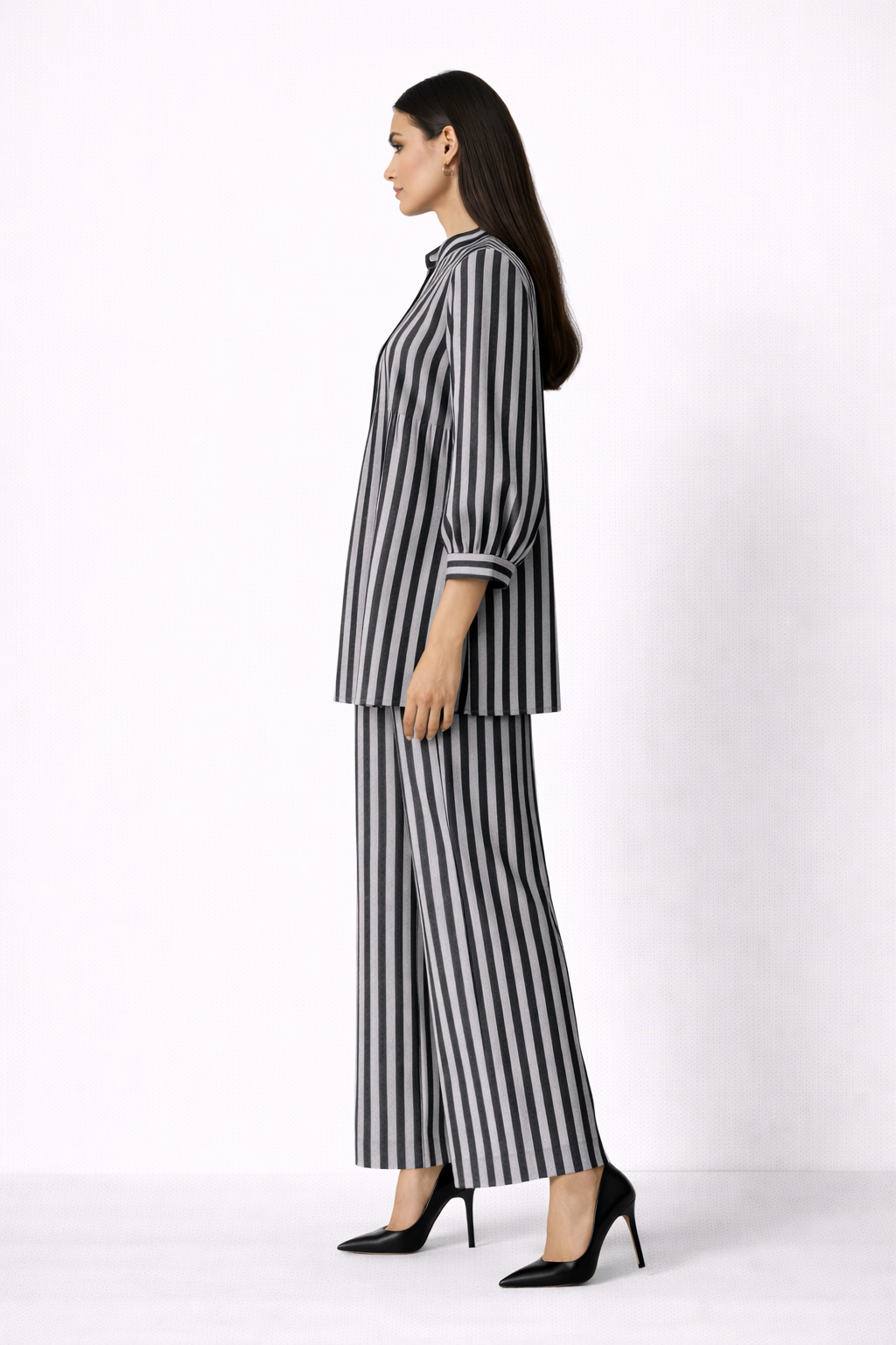 Co-ord’s - Pin-tuck style long sleeve shirt paired with semi palazzo pants