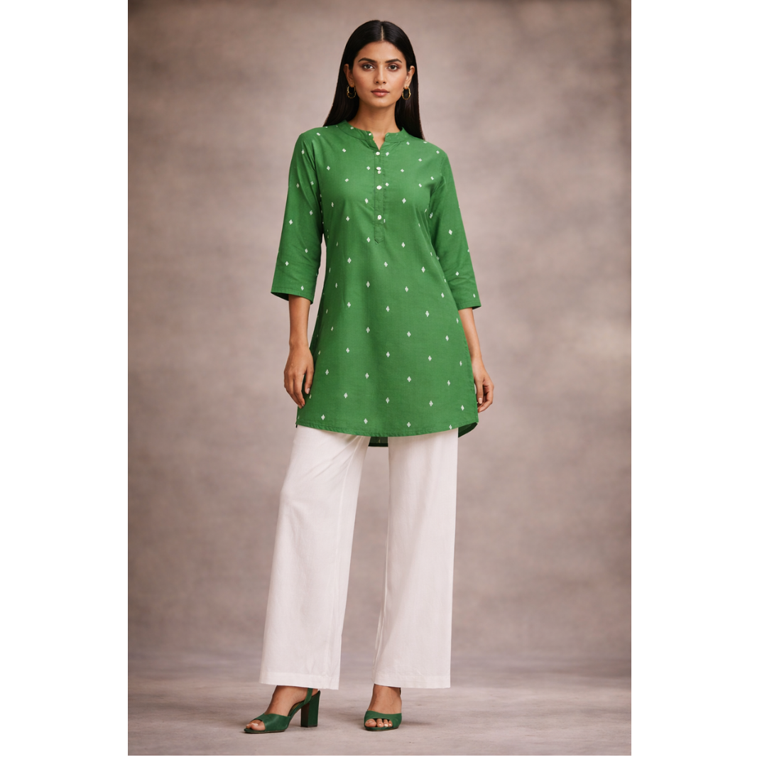 Kurti Above Mid Thigh Length with Mandarin Collar