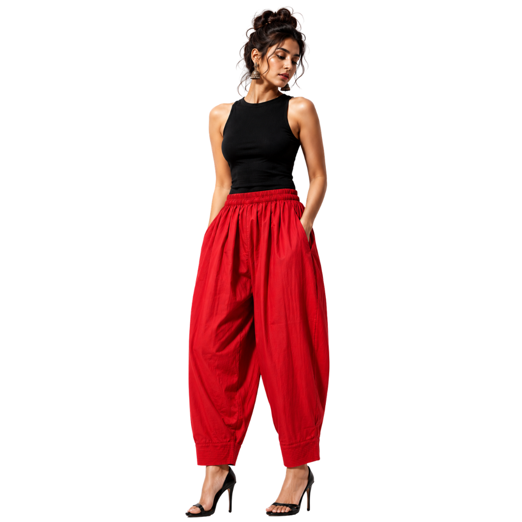 Relaxed Cocoon Salwar Pants with elastic waist & Pockets