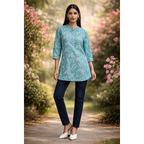 Kurti Above Mid Thigh Length with Mandarin Collar