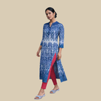 Low Slit, Buttoned Gathered Yoke Kurta with Pockets