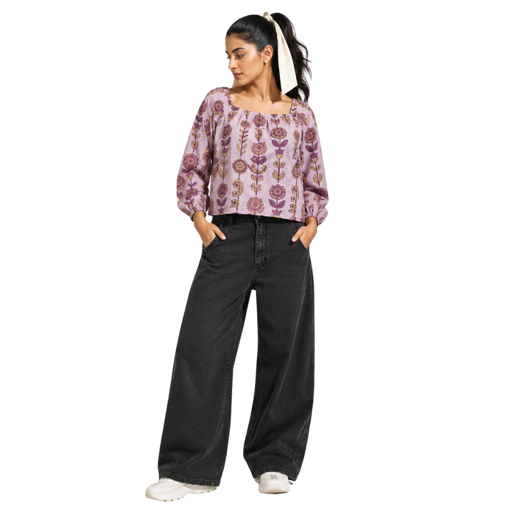 Crop Top with Elastic Neck