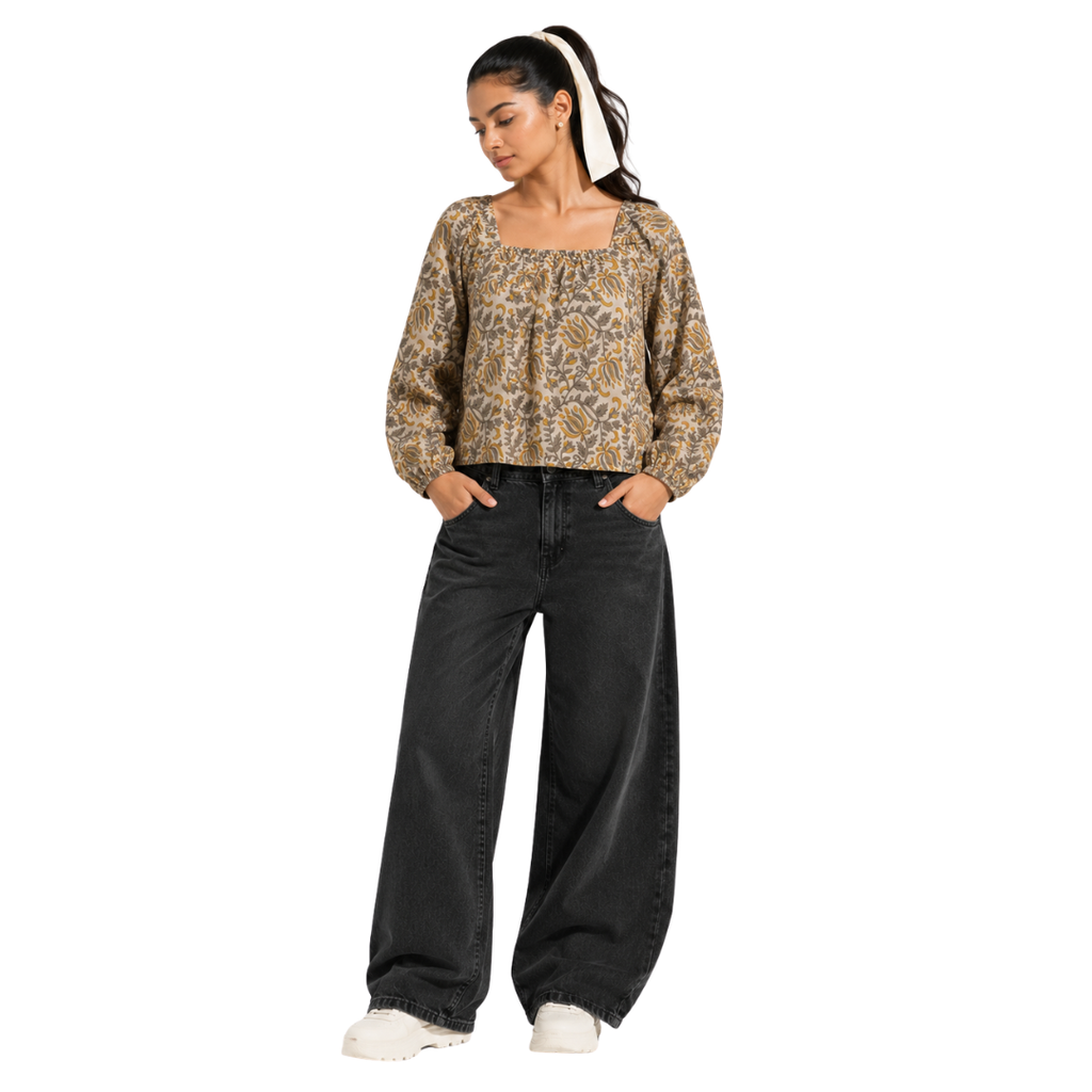 Crop Top with Elastic Neck