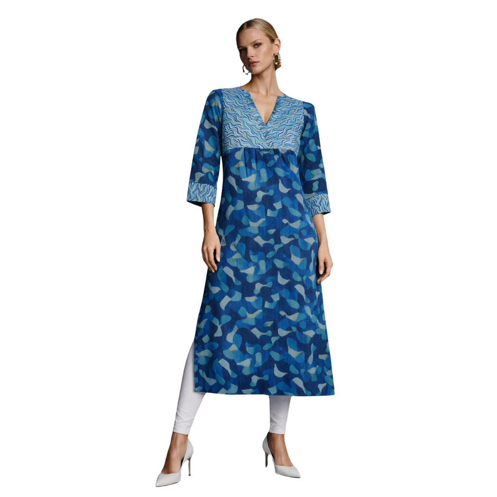 V Neck Kurta with Detailed Yoke