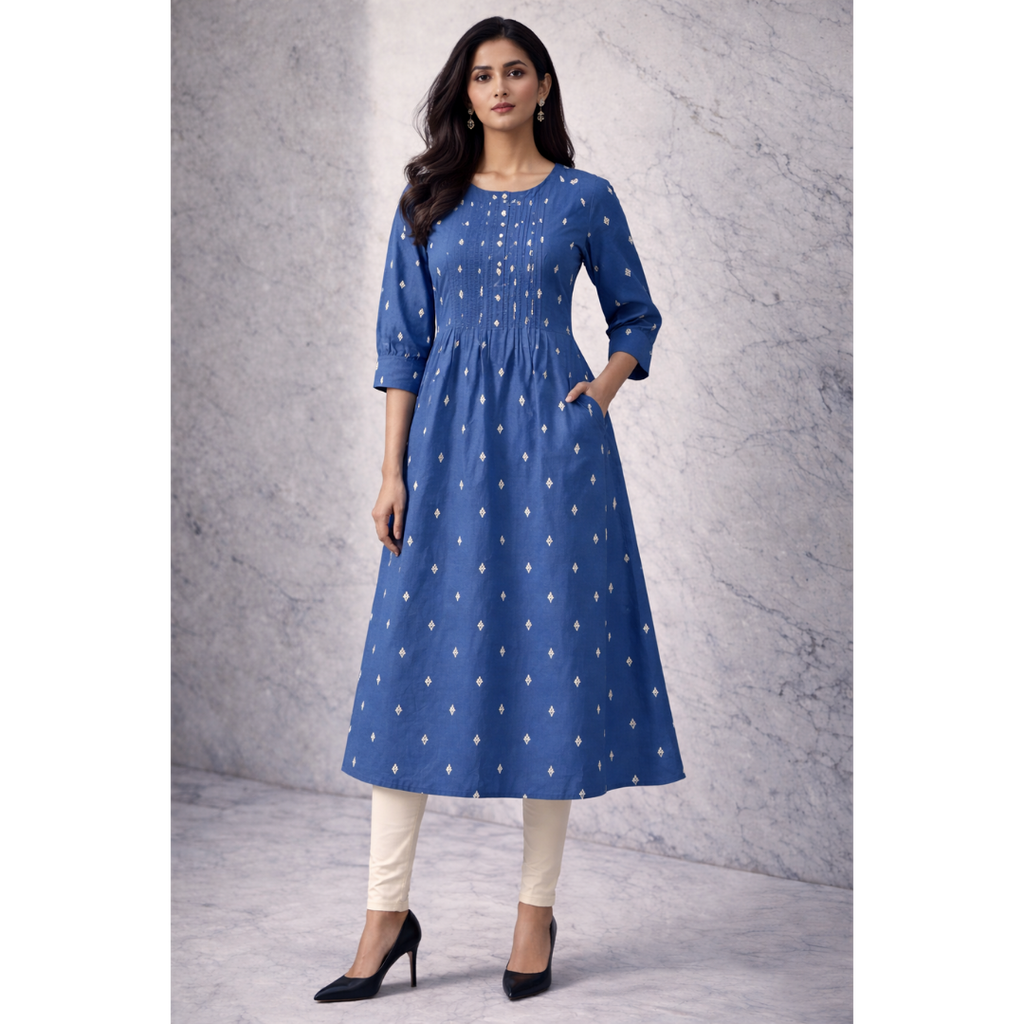 A-Line Pintuck Kurta with Pockets