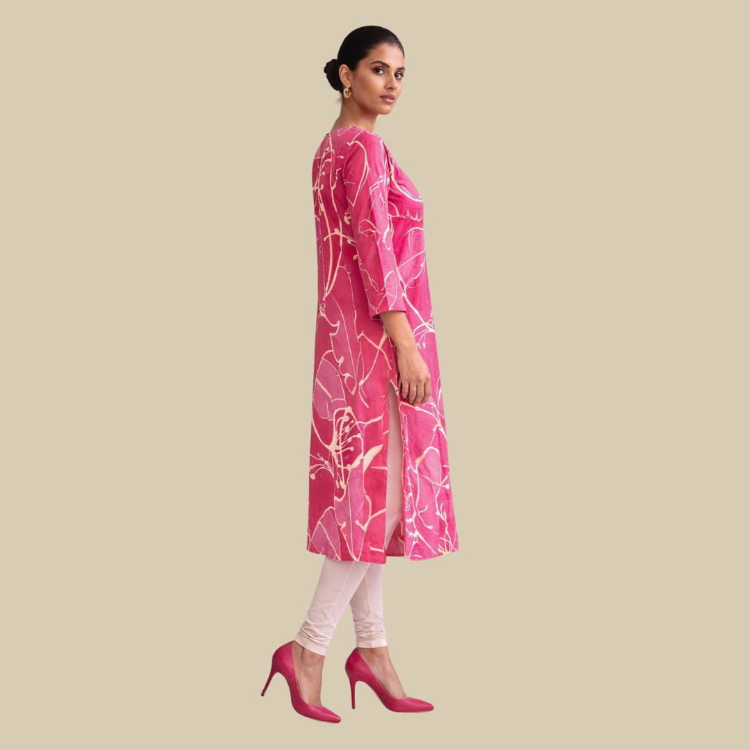 Regular Kurta with Notched Neckline