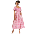 A-line Dress with hand-smocked Yoke & Square Scoop Neck with Pockets