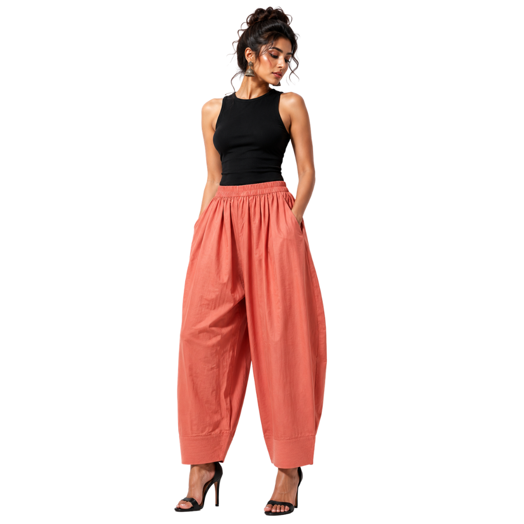 Relaxed Cocoon Salwar Pants with elastic waist & Pockets