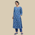2 Pcs Set - U hem Kurta with Cig Pants
