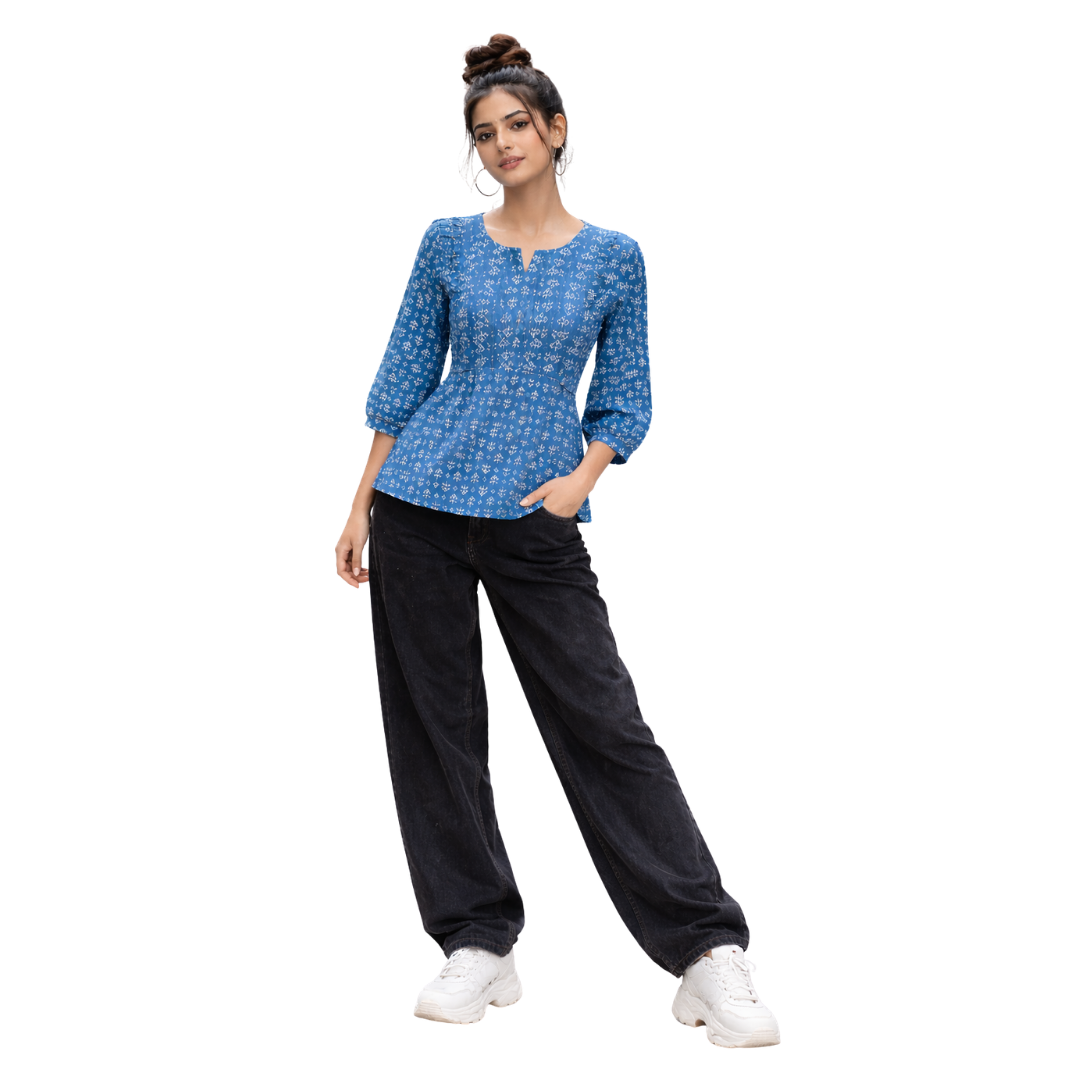 Peplum Top with Pintuck Yoke