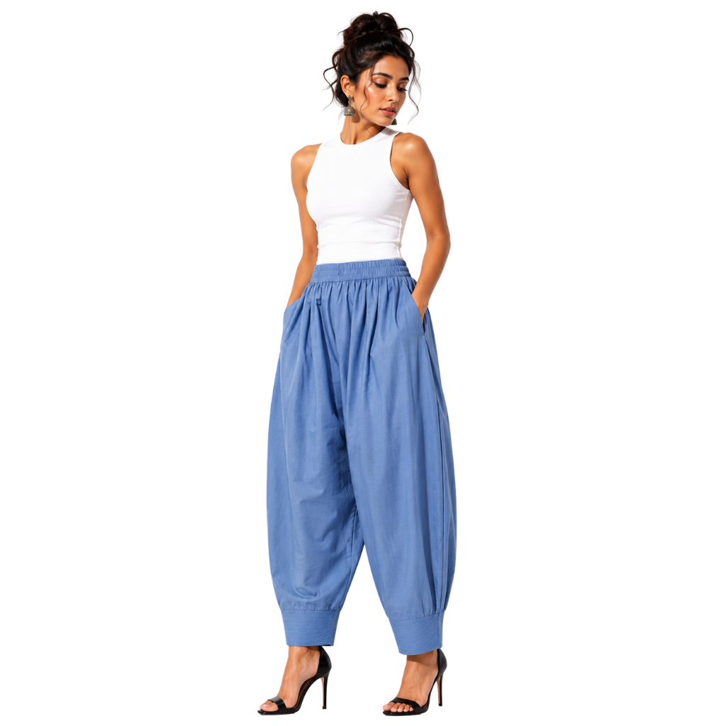 Relaxed Cocoon Salwar Pants with elastic waist & Pockets