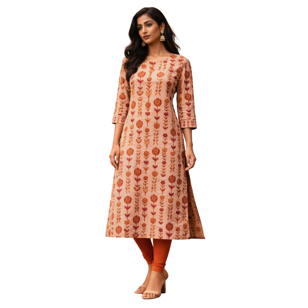 Regular Kurta with Pintuck Sleeves