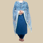 3 Pcs Set - Kurta with Pin tuck yoke Co-ords with Patiala Pants & Printed Linen Cotton Hand  Blocked Dupatta
