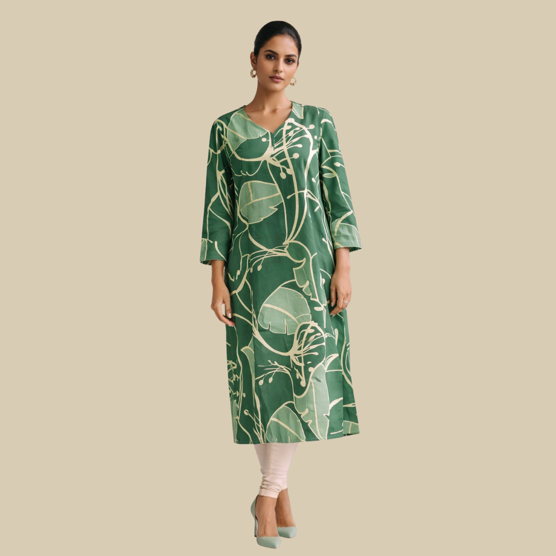 Regular Kurta with Notched Neckline