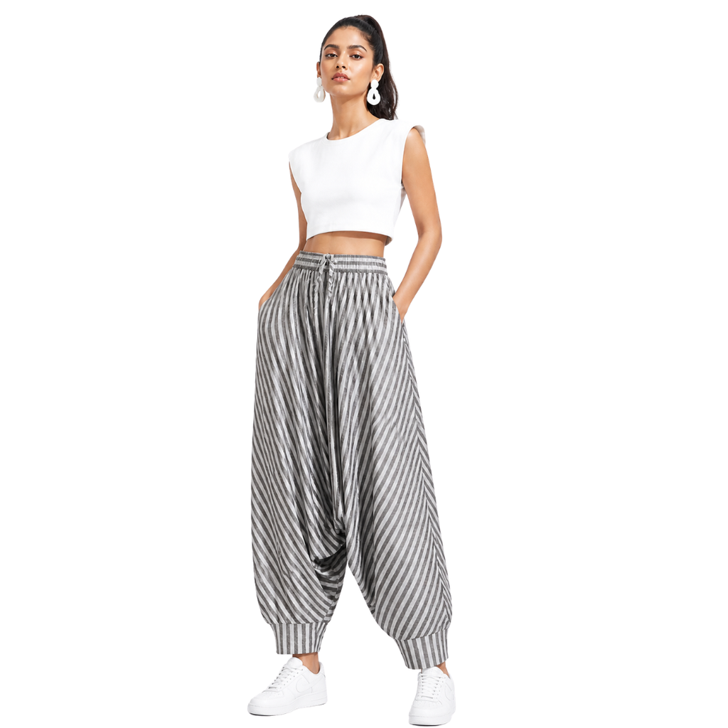 Relaxed Harem Bottomwear with  Elastic waistband & drawstring