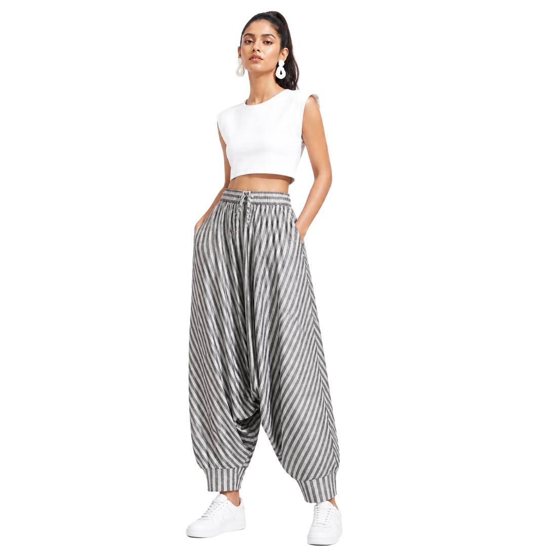 Relaxed Harem Bottomwear with  Elastic waistband & drawstring