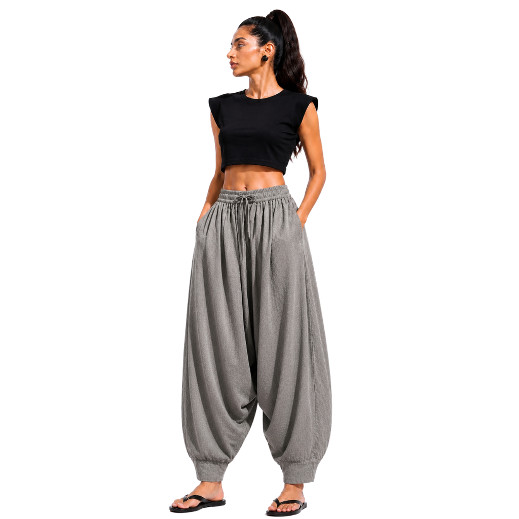 Relaxed Harem Bottomwear with  Elastic waistband & drawstring