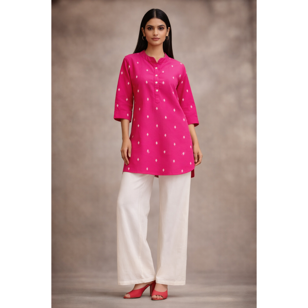 Kurti Above Mid Thigh Length with Mandarin Collar