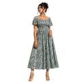 A-line Dress with hand-smocked Yoke & Square Scoop Neck with Pockets