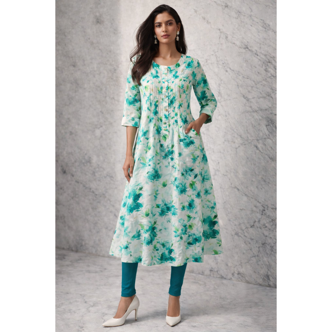 A-Line Pintuck Kurta with Pockets
