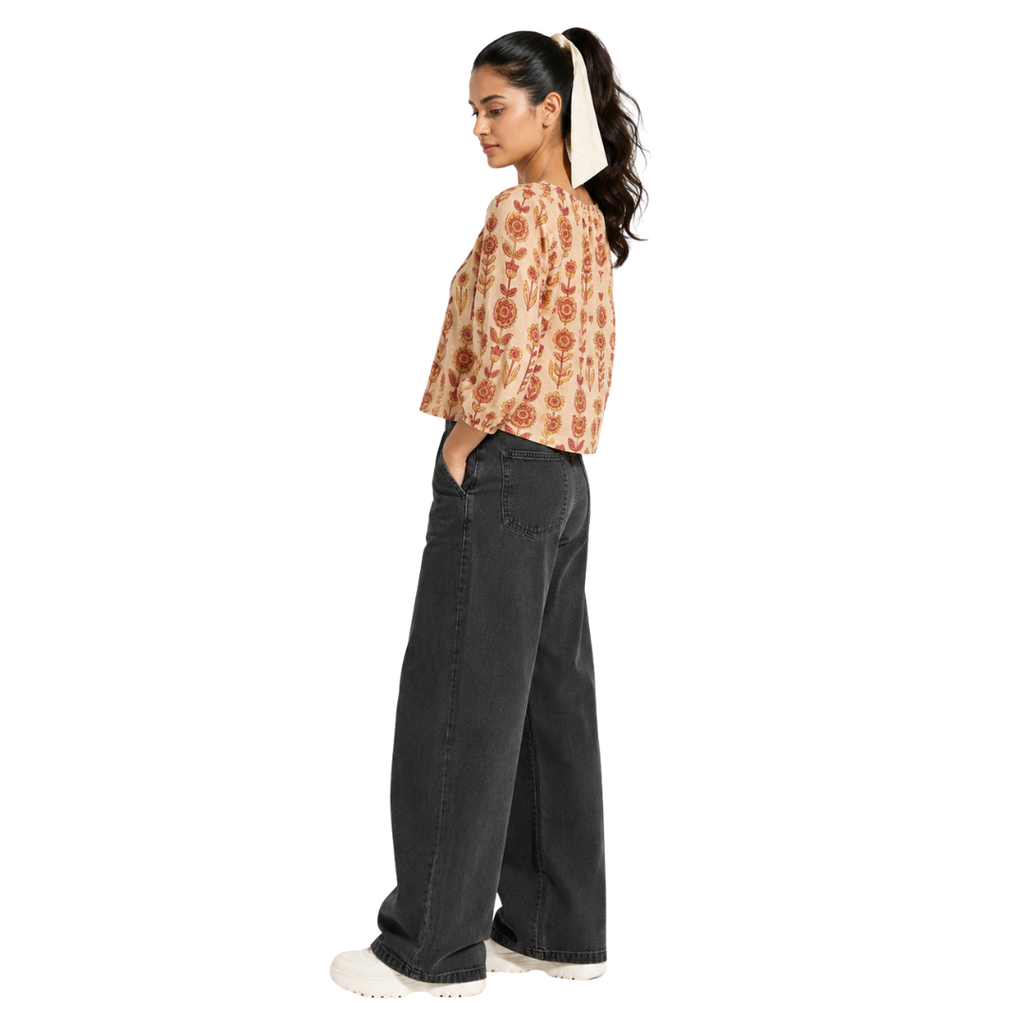 Crop Top with Elastic Neck