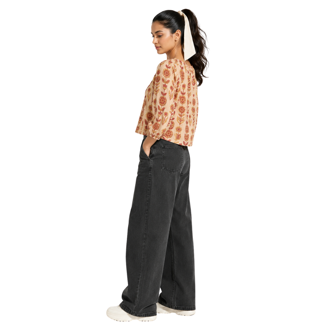 Crop Top with Elastic Neck