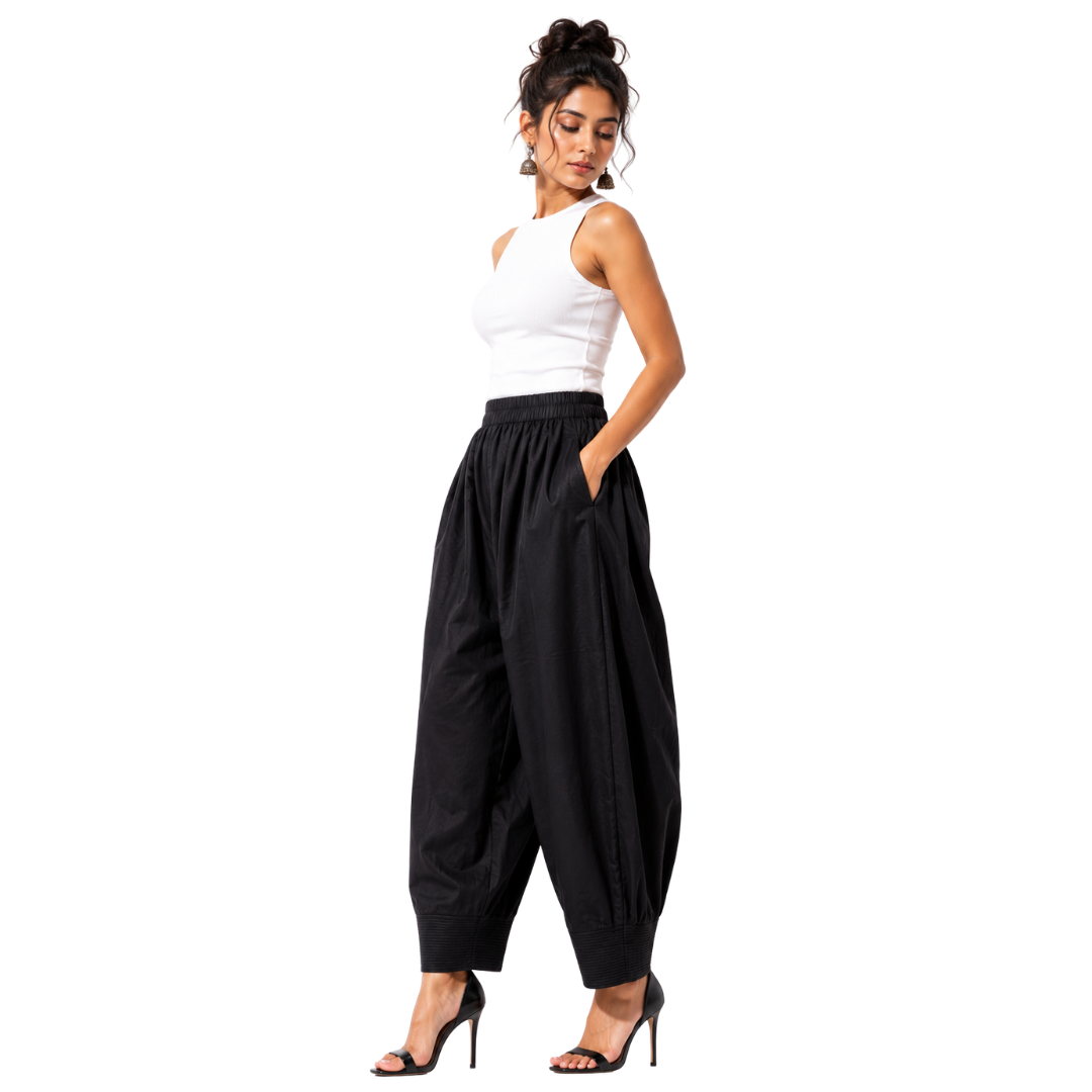 Relaxed Cocoon Salwar Pants with elastic waist & Pockets