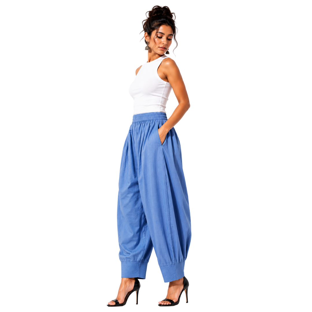 Relaxed Cocoon Salwar Pants with elastic waist & Pockets