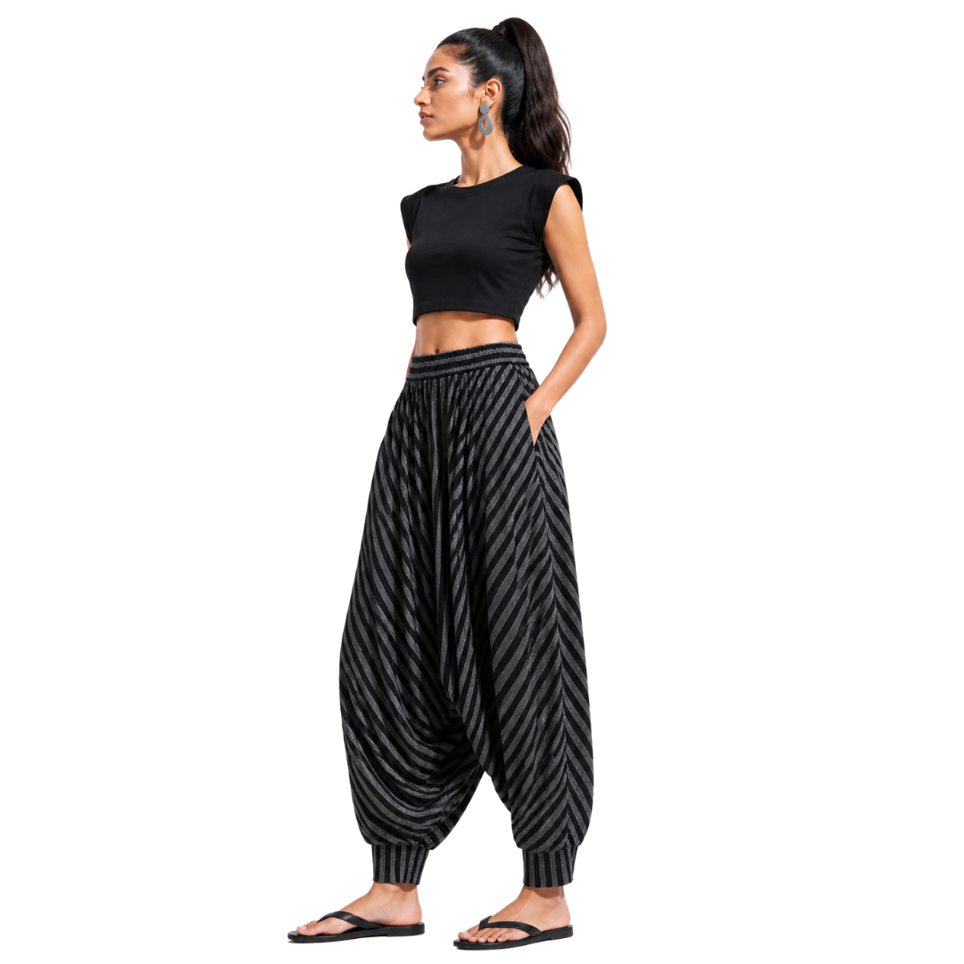 Relaxed Harem Bottomwear with  Elastic waistband & drawstring
