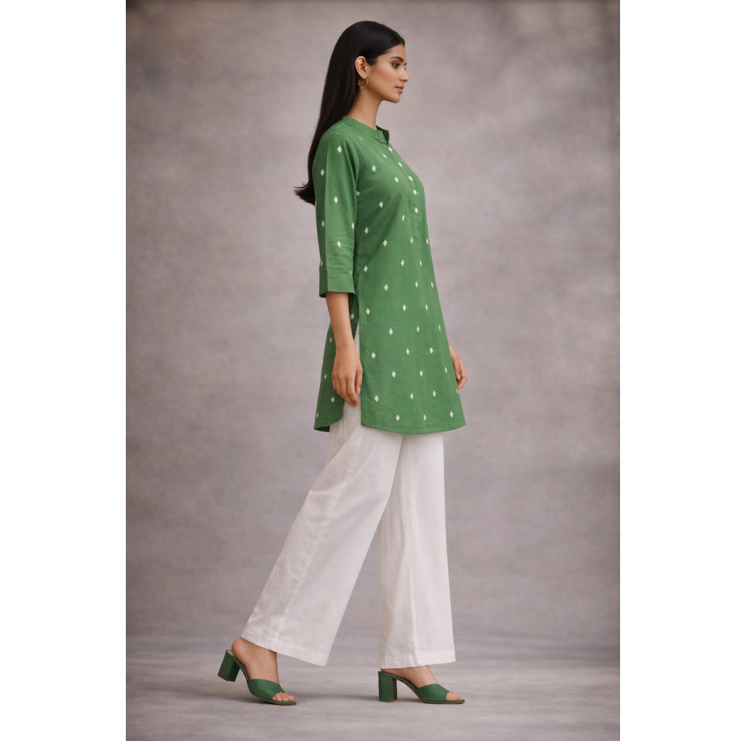 Kurti Above Mid Thigh Length with Mandarin Collar