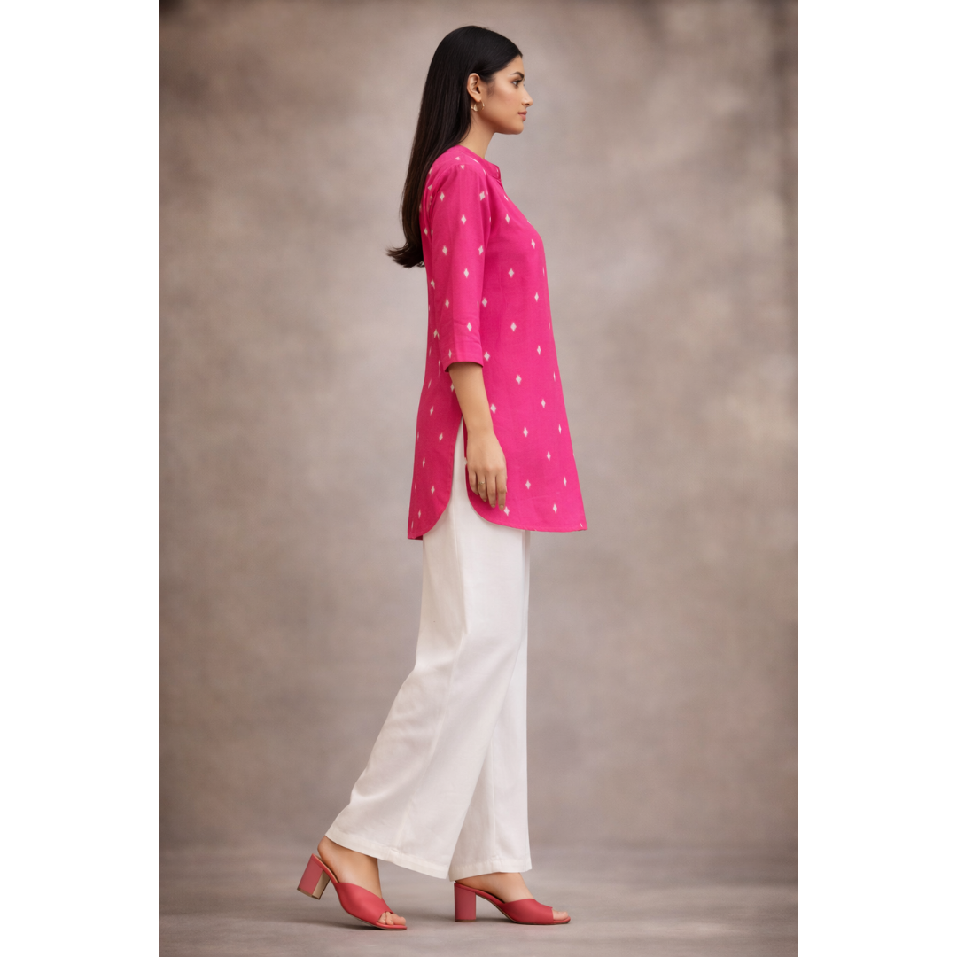 Kurti Above Mid Thigh Length with Mandarin Collar