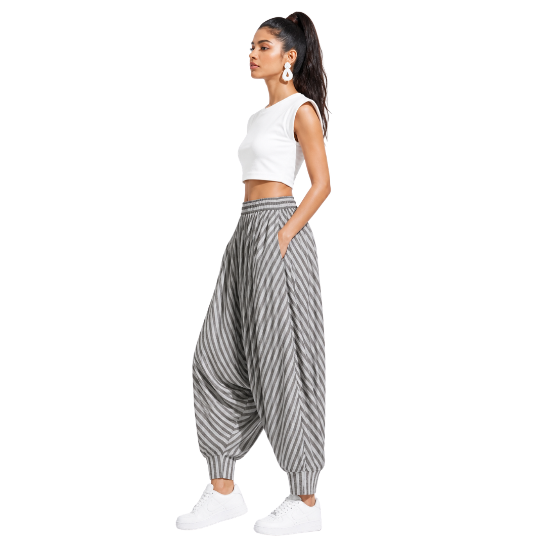 Relaxed Harem Bottomwear with  Elastic waistband & drawstring