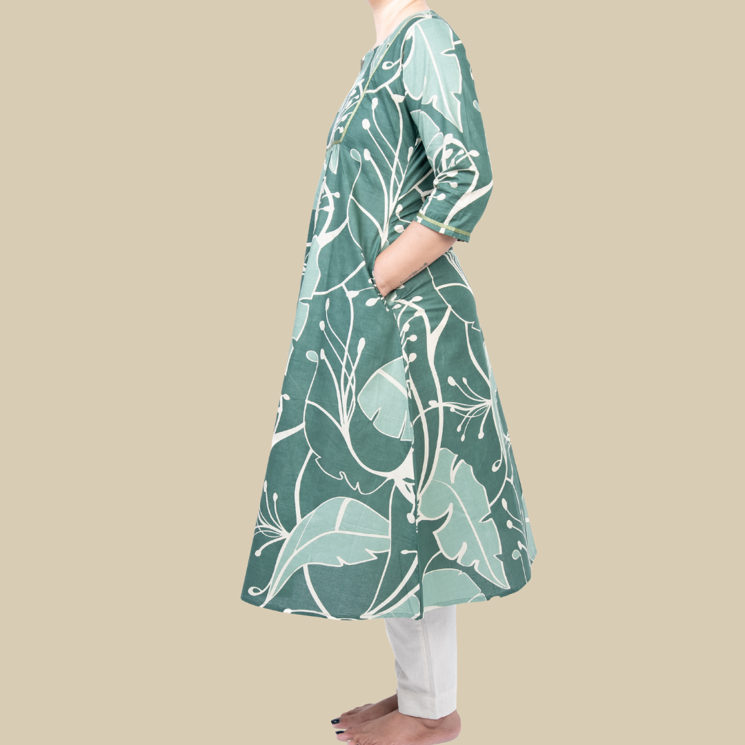 Aline Kurta with laced yoke & Pockets