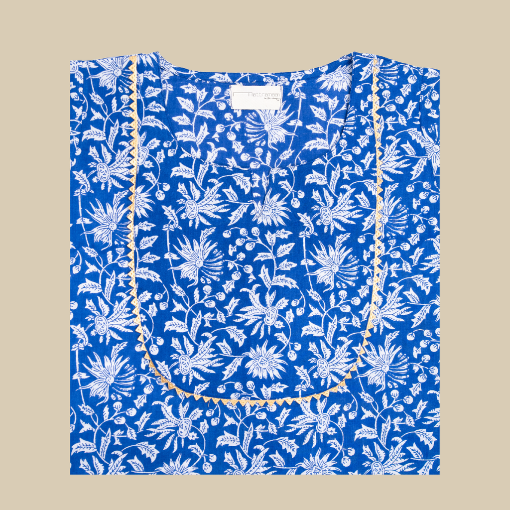 U Yoke Kurta with Gold lace and Gathered Cuff Sleeve