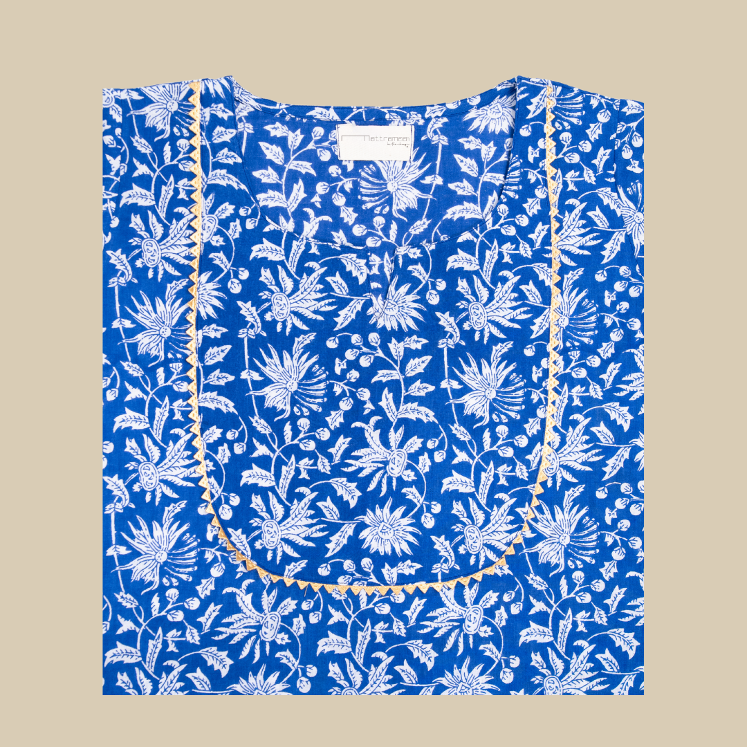 U Yoke Kurta with Gold lace and Gathered Cuff Sleeve