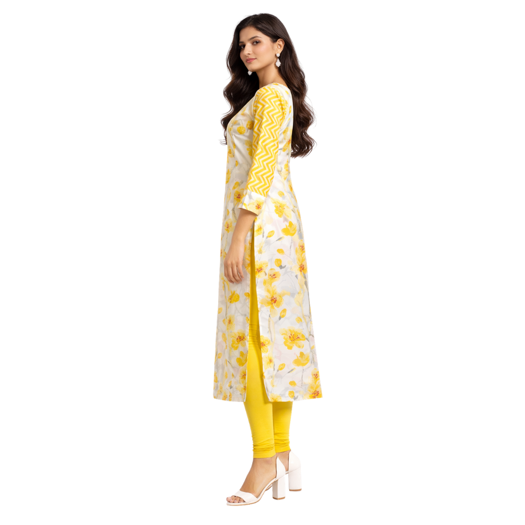 U Yoke Kurta with Sleeve Gathers