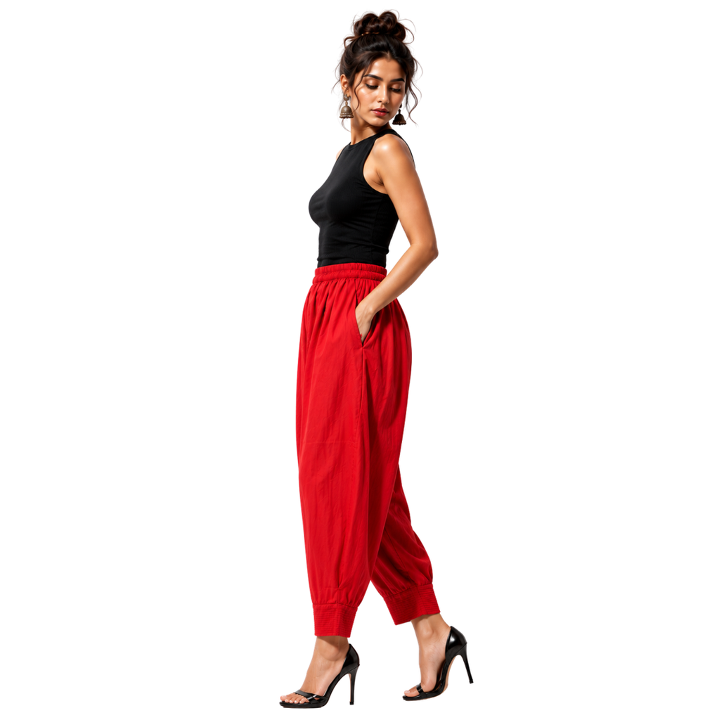 Relaxed Cocoon Salwar Pants with elastic waist & Pockets