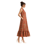 Frill Closed Neck Sleeveless Dress with Pockets