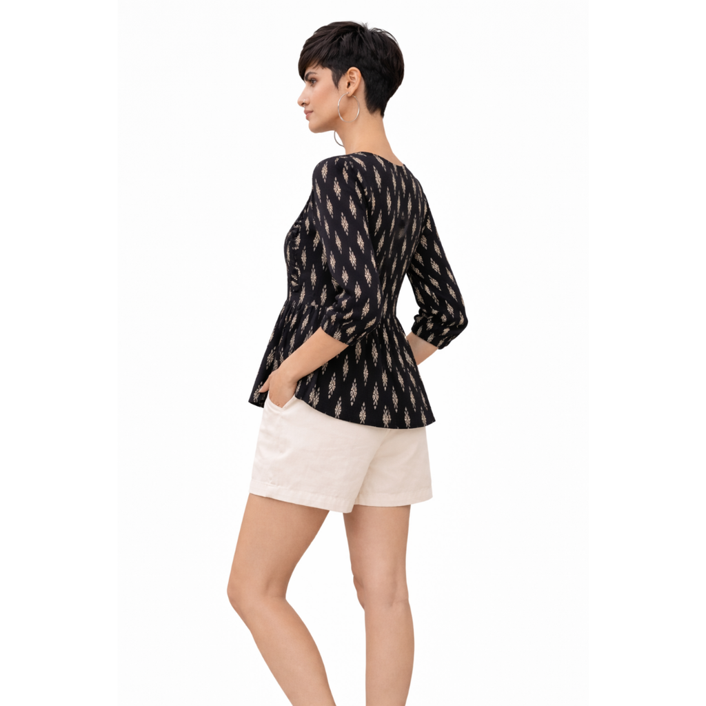 Peplum Top with Pintuck Yoke