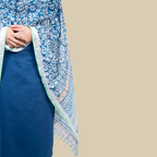 3 Pcs Set - Kurta with Pin tuck yoke Co-ords with Patiala Pants & Printed Linen Cotton Hand  Blocked Dupatta