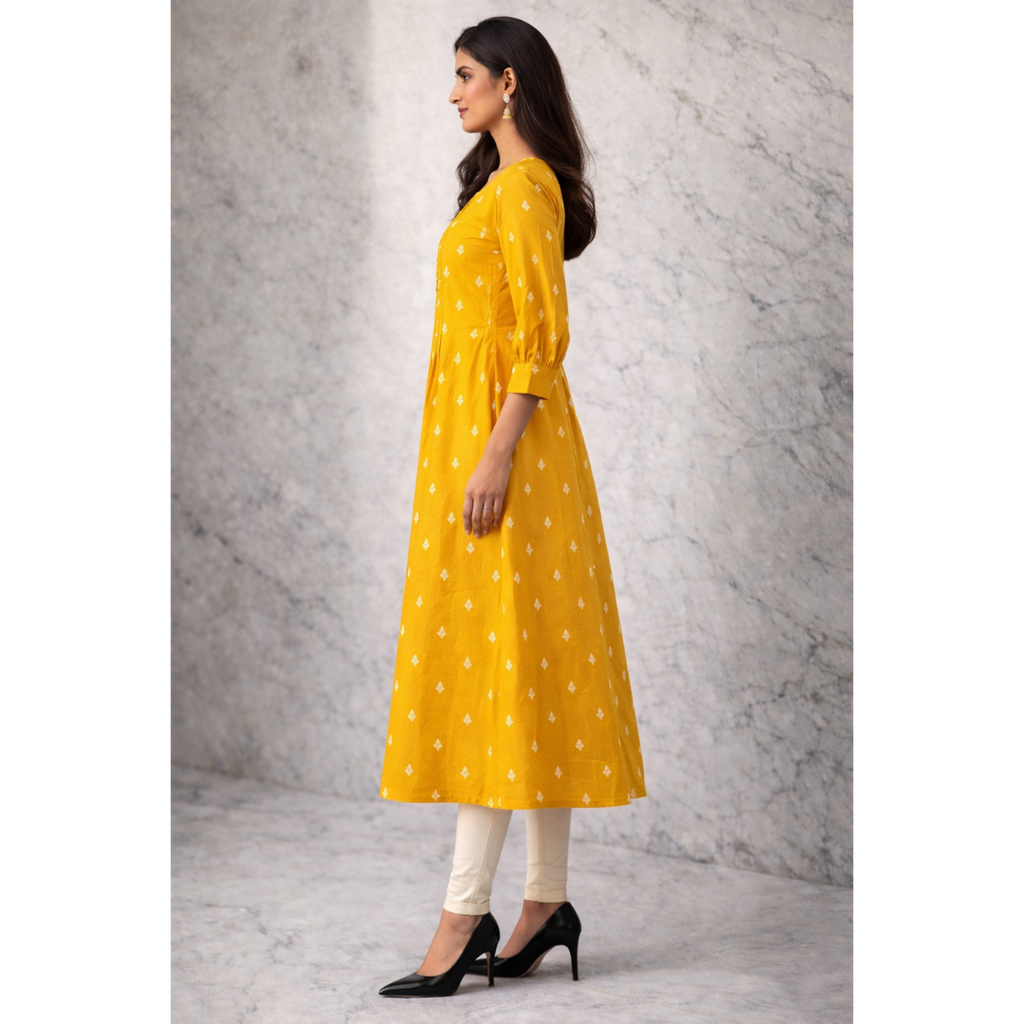 A-Line Pintuck Kurta with Pockets