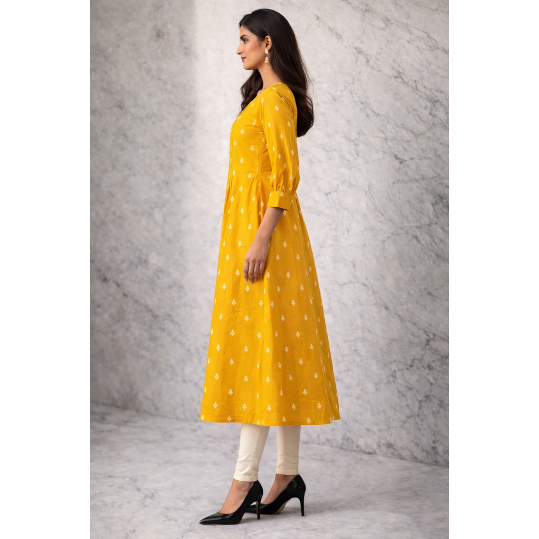A-Line Pintuck Kurta with Pockets