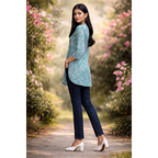 Kurti Above Mid Thigh Length with Mandarin Collar