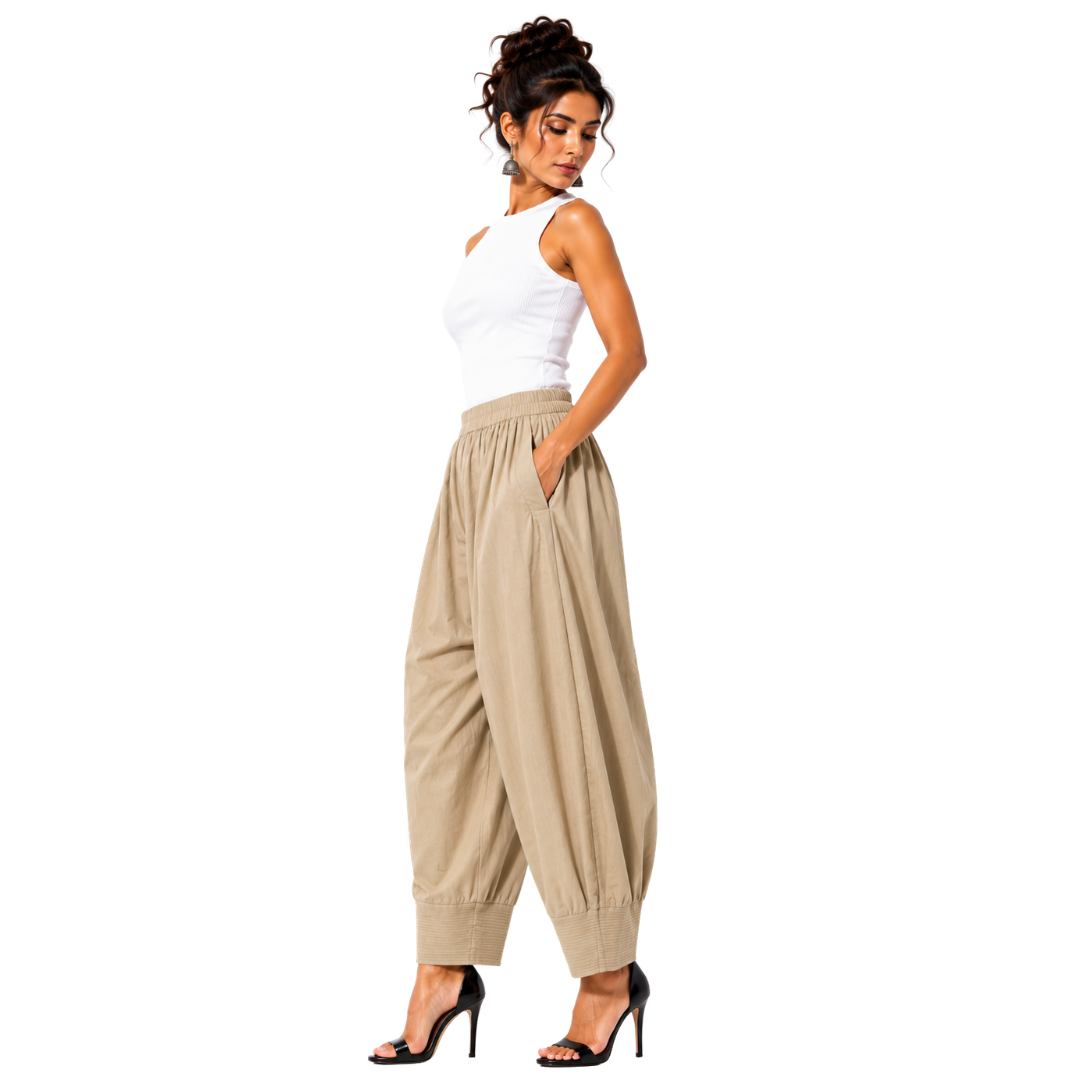 Relaxed Cocoon Salwar Pants with elastic waist & Pockets