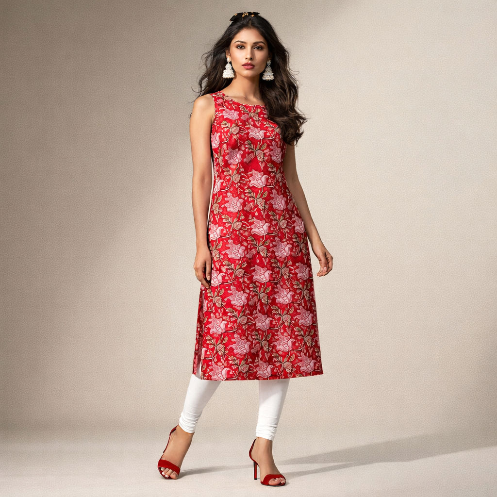 Sleeveless Printed Kurta