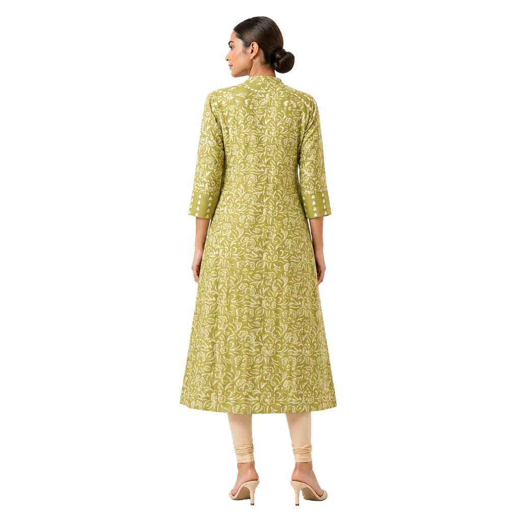 V Neck Kurta with Detailed Yoke