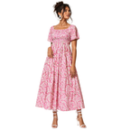 A-line Dress with hand-smocked Yoke & Square Scoop Neck with Pockets
