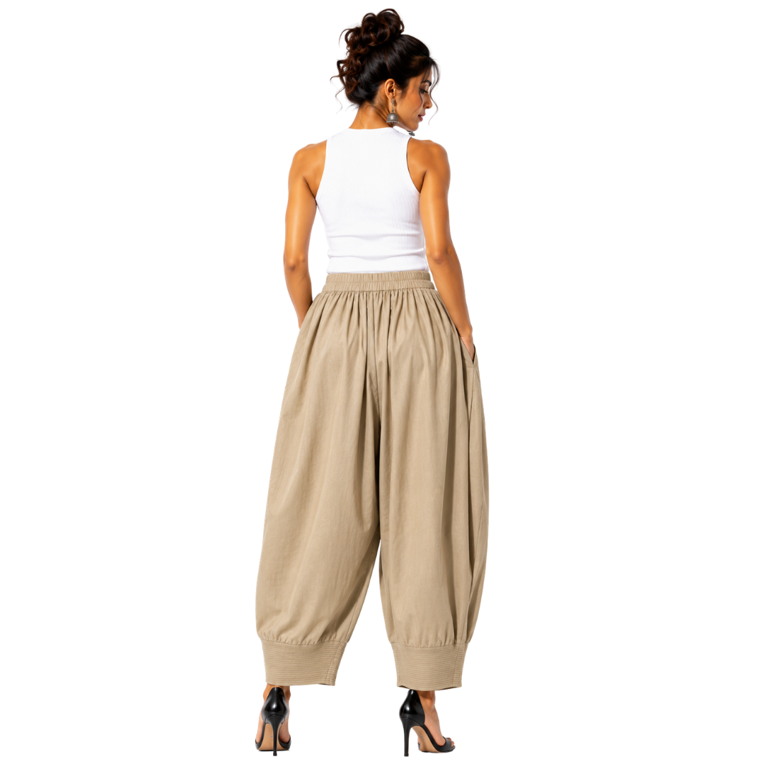 Relaxed Cocoon Salwar Pants with elastic waist & Pockets